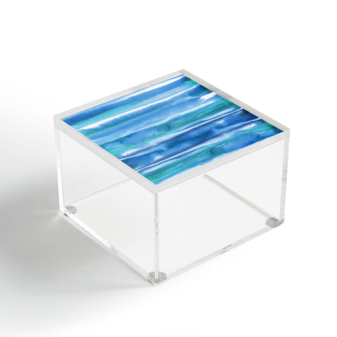 Amy Sia Watercolor Stripe Blue Acrylic Box