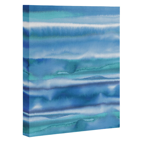 Amy Sia Watercolor Stripe Blue Art Canvas