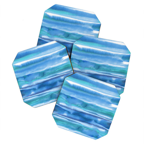Amy Sia Watercolor Stripe Blue Coaster Set