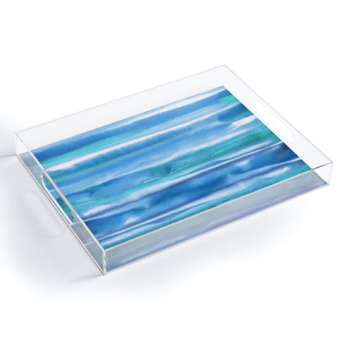 Amy Sia Watercolor Stripe Blue Acrylic Tray