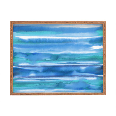 Amy Sia Watercolor Stripe Blue Rectangular Tray