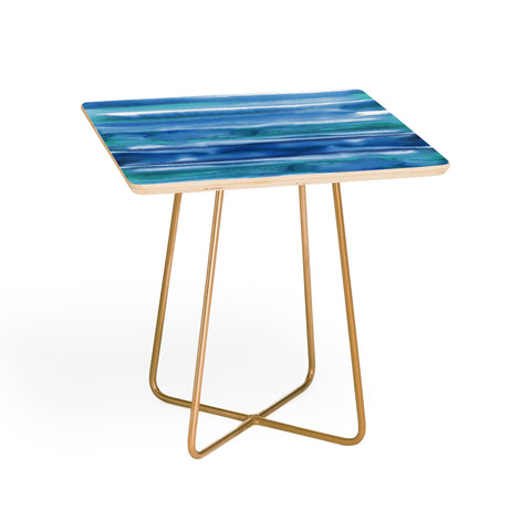 Amy Sia Watercolor Stripe Blue Side Table