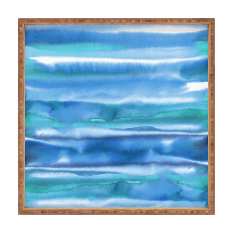 Amy Sia Watercolor Stripe Blue Square Tray