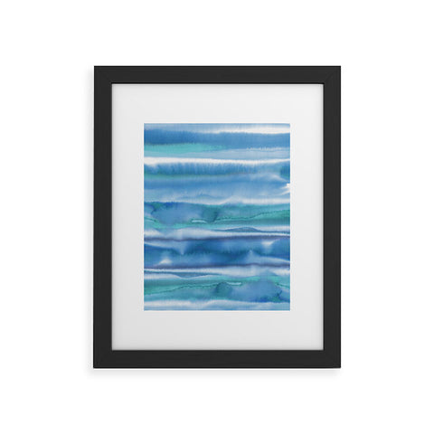 Amy Sia Watercolor Stripe Blue Framed Art Print