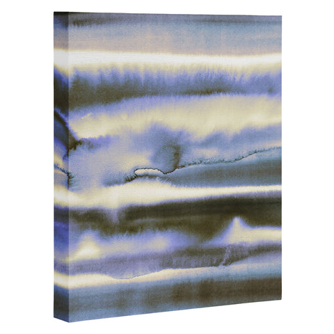 Amy Sia Watercolor Stripe Deep Blue Art Canvas