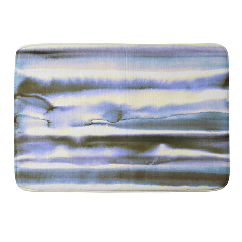 Amy Sia Watercolor Stripe Deep Blue Memory Foam Bath Mat