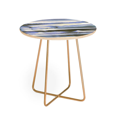 Amy Sia Watercolor Stripe Deep Blue Round Side Table