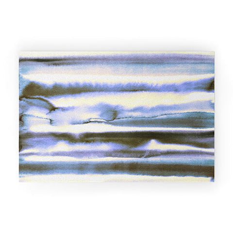 Amy Sia Watercolor Stripe Deep Blue Welcome Mat
