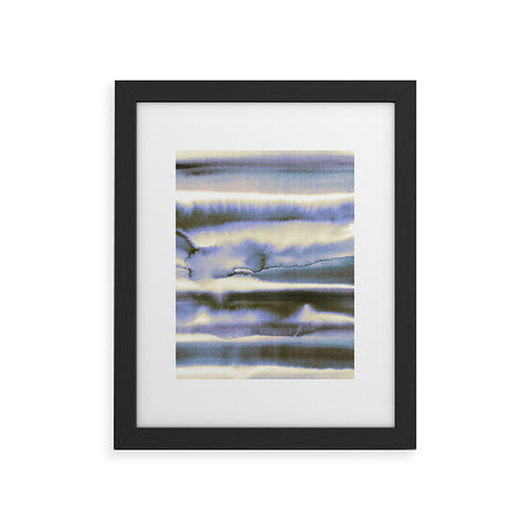 Amy Sia Watercolor Stripe Deep Blue Framed Art Print