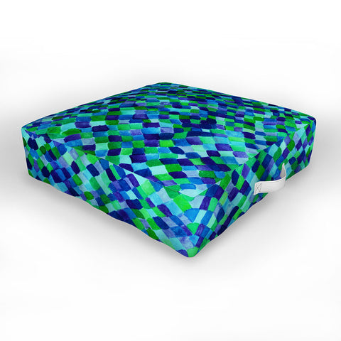 Amy Sia Watercolour Diamonds Blue Outdoor Floor Cushion