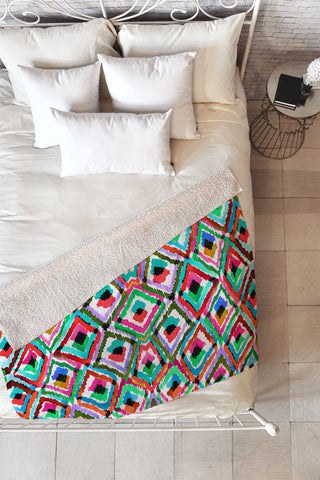 Amy Sia Watercolour Ikat 1 Fleece Throw Blanket