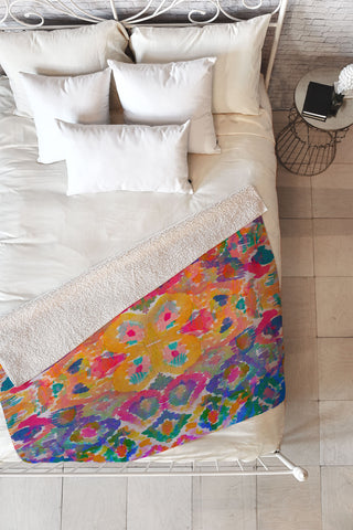 Amy Sia Watercolour Ikat 3 Fleece Throw Blanket