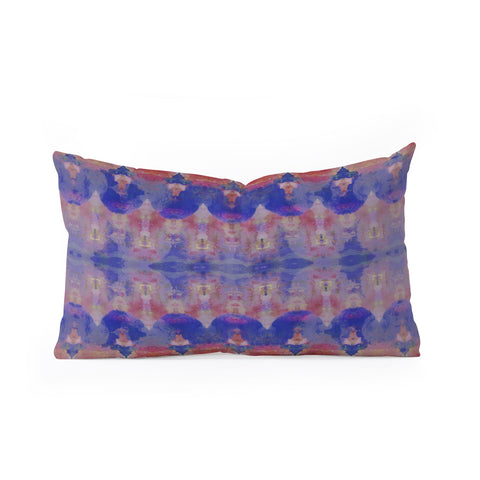 Amy Sia Watercolour Tribal Blue Oblong Throw Pillow