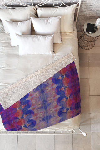 Amy Sia Watercolour Tribal Blue Fleece Throw Blanket