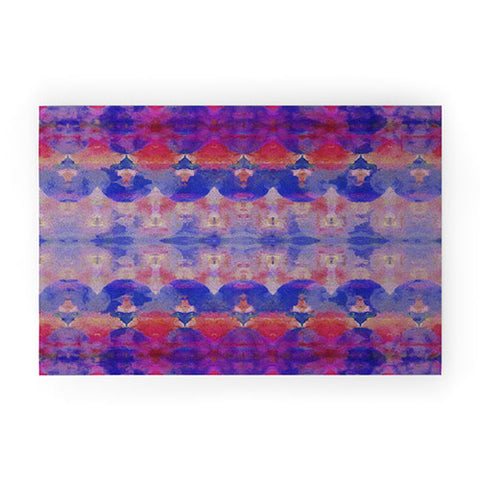 Amy Sia Watercolour Tribal Blue Welcome Mat
