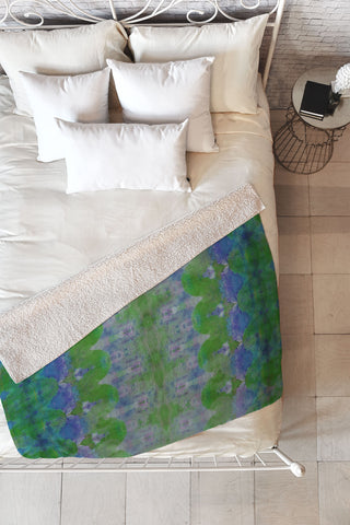 Amy Sia Watercolour Tribal Green Fleece Throw Blanket
