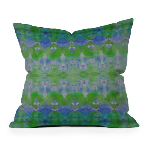 Amy Sia Watercolour Tribal Green Throw Pillow
