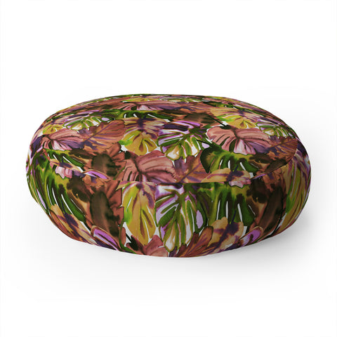 Amy Sia Welcome to the Jungle Palm Aubergine Floor Pillow Round