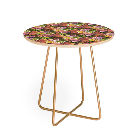 Amy Sia Welcome to the Jungle Palm Aubergine Round Side Table