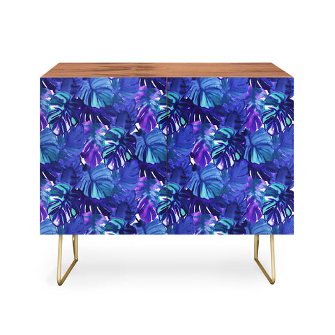 Amy Sia Welcome to the Jungle Palm Blue Credenza