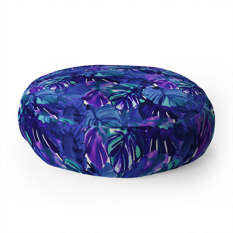 Amy Sia Welcome to the Jungle Palm Blue Floor Pillow Round