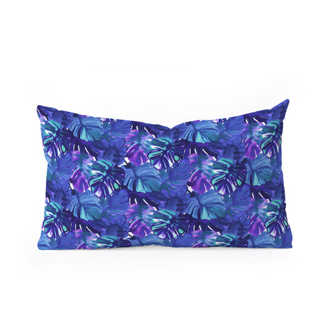 Amy Sia Welcome to the Jungle Palm Blue Oblong Throw Pillow
