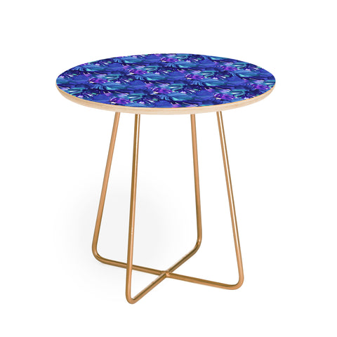 Amy Sia Welcome to the Jungle Palm Blue Round Side Table
