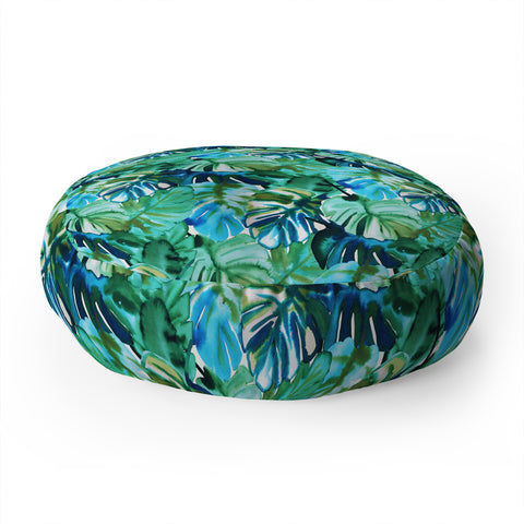 Amy Sia Welcome to the Jungle Palm Green Floor Pillow Round