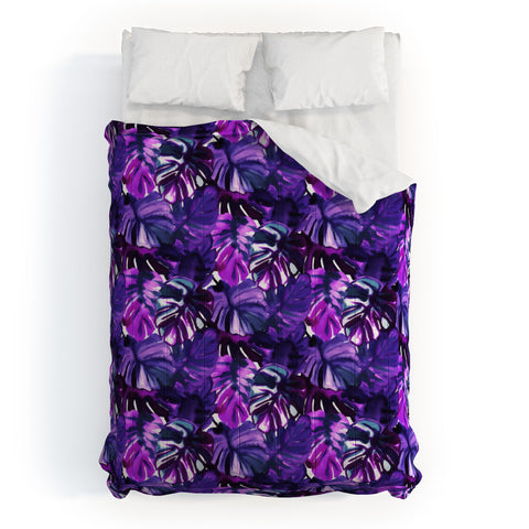 Amy Sia Welcome to the Jungle Palm Purple Comforter
