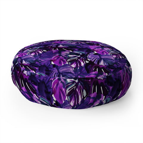 Amy Sia Welcome to the Jungle Palm Purple Floor Pillow Round