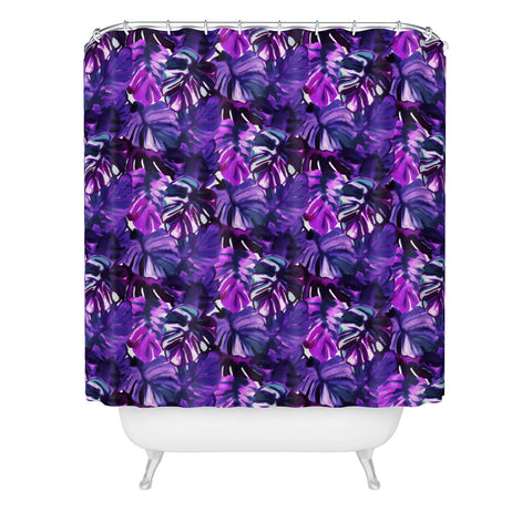 Amy Sia Welcome to the Jungle Palm Purple Shower Curtain