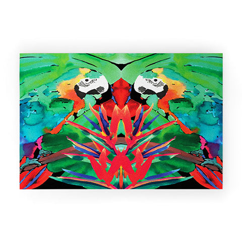 Amy Sia Welcome to the Jungle Parrot Welcome Mat