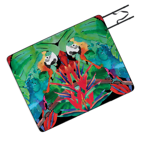 Amy Sia Welcome to the Jungle Parrot Picnic Blanket