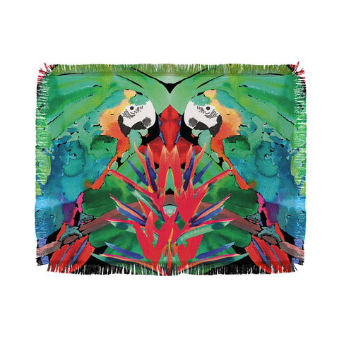 Amy Sia Welcome to the Jungle Parrot Throw Blanket