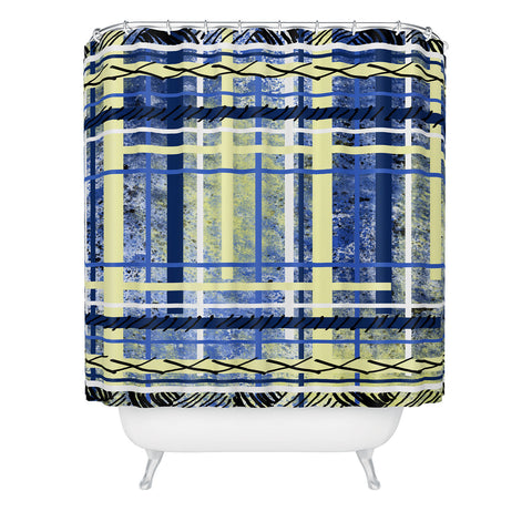 Amy Smith blue and yellow obsession Shower Curtain