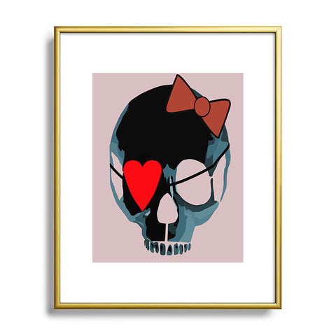 Amy Smith Blue Skull with Bow Metal Framed Art Print
