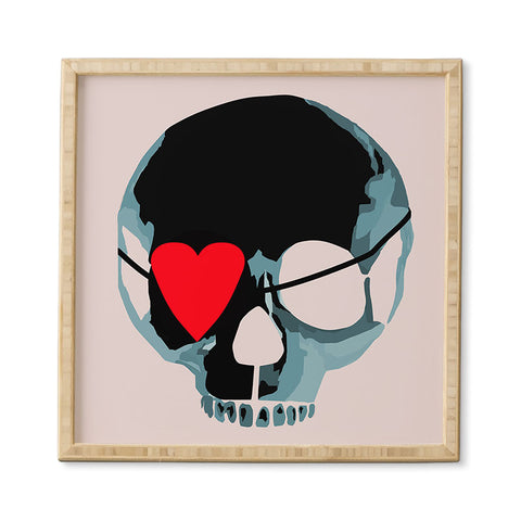 Amy Smith Blue Skull With Heart Eyepatch Framed Wall Art