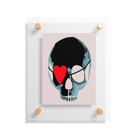 Amy Smith Blue Skull With Heart Eyepatch Floating Acrylic Print