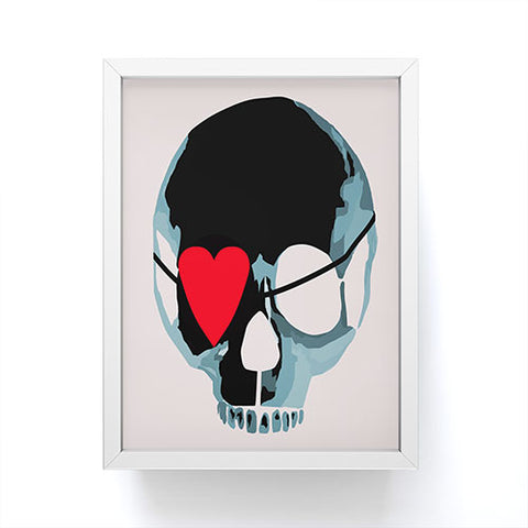Amy Smith Blue Skull With Heart Eyepatch Framed Mini Art Print