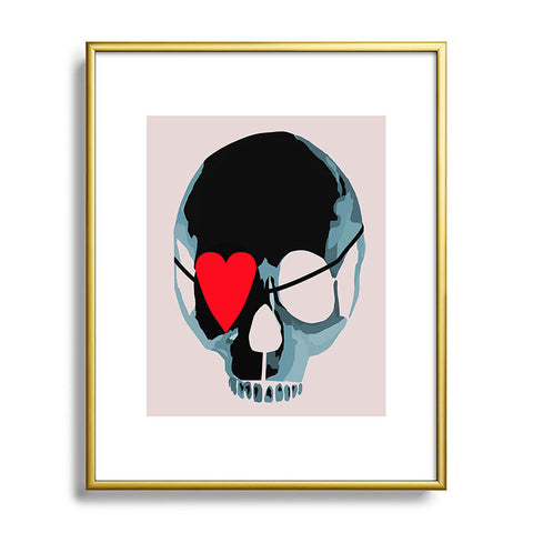 Amy Smith Blue Skull With Heart Eyepatch Metal Framed Art Print