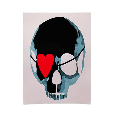 Amy Smith Blue Skull With Heart Eyepatch Poster
