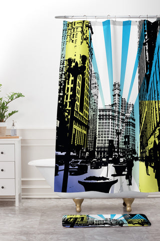 Amy Smith Chicago lights Shower Curtain And Mat