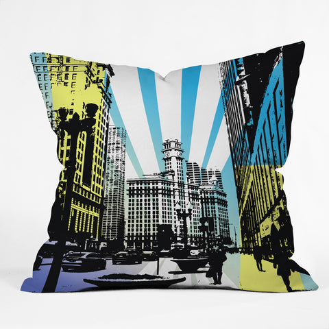 Amy Smith Chicago lights Outdoor Throw Pillow