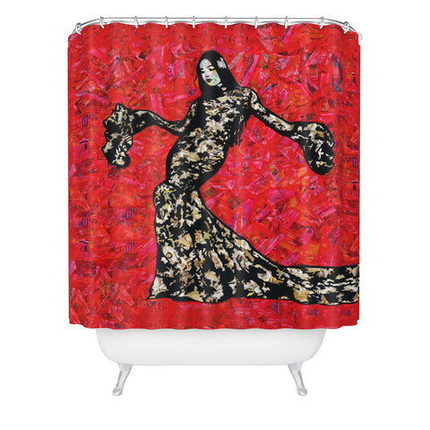Amy Smith Gold and Lace Shower Curtain