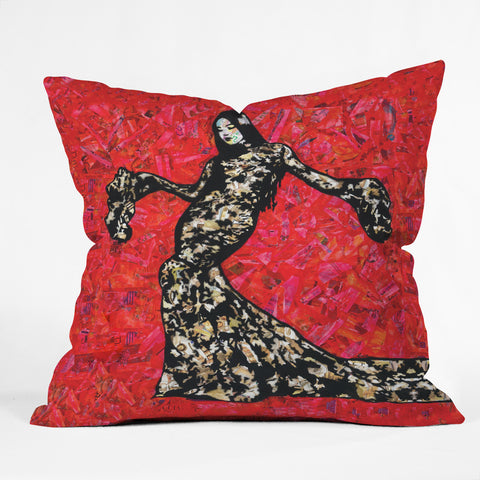 Amy Smith Gold and Lace Outdoor Throw Pillow