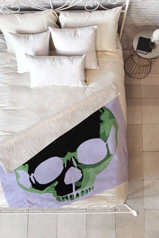 Amy Smith Green Skull 1 Fleece Throw Blanket