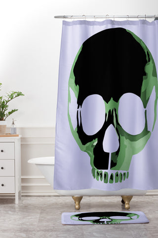 Amy Smith Green Skull 1 Shower Curtain And Mat