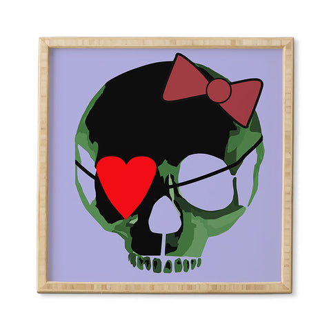 Amy Smith Green Skull with Bow Framed Wall Art
