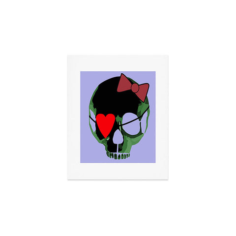 Amy Smith Green Skull with Bow Art Print