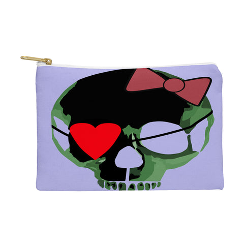 Amy Smith Green Skull with Bow Pouch